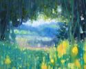 The Field Beyond | Oil And Acrylic Painting in Paintings by Gill Bustamante. Item composed of wood and canvas in contemporary or country & farmhouse style