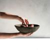 Fluted Centerpiece Bowl in Earthen Brown Concrete | Decorative Bowl in Decorative Objects by Carolyn Powers Designs. Item composed of concrete in minimalism or contemporary style