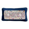 hand-embroidered needlepoint LOVE YOU original pillow | Pillows by Mommani Threads. Item composed of wool in contemporary or eclectic & maximalism style