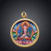 Akasagarbha Thangka Pendant Ox Tiger Zodiac Amulet Art | Ornament in Decorative Objects by Dynasty Artisan. Item composed of metal in contemporary or eclectic & maximalism style