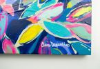 Party in August | Oil And Acrylic Painting in Paintings by Claire Desjardins. Item made of canvas