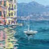 "Portofino. Italian Riviera" original palette knife oil | Oil And Acrylic Painting in Paintings by OXYPOINT. Item composed of wood and canvas in contemporary or mediterranean style