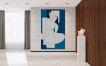 Relaxing Blues — Contemporary Minimalist Figurative Painting | Oil And Acrylic Painting in Paintings by Hildegarde Handsaeme. Item composed of canvas in minimalism or contemporary style