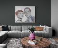 Audrey Hepburn and Humphrey Bogart always together | Oil And Acrylic Painting in Paintings by Virginie SCHROEDER. Item composed of canvas in art deco style