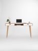 HEIM - Modern oak desk with white drawers and storage, | Tables by Mo Woodwork | Stalowa Wola in Stalowa Wola. Item composed of oak wood compatible with minimalism and mid century modern style