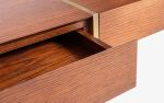 Famed Dark Oak Veneer and Brass Coffee Table with Drawers | Tables by LAGU. Item made of oak wood with brass works with minimalism & contemporary style