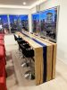 Red And Blue Epoxy Waterfall Bar Top Table With LED Lights | Conference Table in Tables by Chagrin Valley Custom Furniture. Item composed of maple wood & synthetic compatible with contemporary and modern style