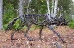 Wolves and Deer | Public Sculptures by Wendy Klemperer Art Inc | Coastal Maine Botanical Gardens in Boothbay. Item composed of steel