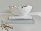 White and Gold Decorative Eggshell Bowl Paper Mache Material | Decorative Bowl in Decorative Objects by TM Olson Collection. Item composed of paper compatible with contemporary and eclectic & maximalism style
