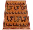 Vintage Gabbeh Tribal Rug in Golden-Orange with Red | Area Rug in Rugs by Rug and Kilim