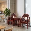 Royal Crimson Flamewood Lingzhi Ming Taishi Armchair 3-Pc Se | Chairs by Dynasty Artisan. Item made of wood works with contemporary & eclectic & maximalism style