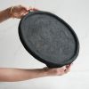 Large Footed Tray in Carbon Black Concrete | Decorative Tray in Decorative Objects by Carolyn Powers Designs. Item composed of concrete compatible with minimalism and contemporary style