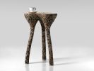 Motled Tripod Side Table | Tables by Donatas Žukauskas. Item composed of wood & cement compatible with contemporary and japandi style