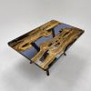 Blue Olive Resin Table - Custom Epoxy Wood Table - Art Table | Dining Table in Tables by TigerWoodAtelier. Item composed of wood and metal in minimalism or contemporary style