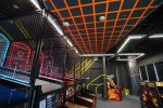 Neon Game Room | Paneling in Wall Treatments by ANTLRE - Hannah Sitzer | Google Java in Sunnyvale. Item made of synthetic