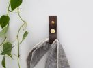Small Leather Snap Wall Strap [Flag End] | Hook in Hardware by Keyaiira | leather + fiber | Artist Studio in Santa Rosa. Item composed of fabric & leather