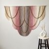 Pastel Modern Boho Aesthetic Fiber Art Wall Hanging | Macrame Wall Hanging in Wall Hangings by Mercy Designs Boho. Item made of birch wood with fiber works with boho & minimalism style