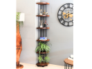 Valora Solid Wood Corner Bookshelf – Natural Finish Open Bookcase, Rustic Scandinavian Design