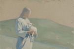 "The Good Shepherd" — Minimalist Textured Canvas with Gold L | Oil And Acrylic Painting in Paintings by Berezart. Item composed of canvas in minimalism or contemporary style