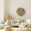 Suspiro  - Round Sculptural Abstract Painting | Oil And Acrylic Painting in Paintings by Shelly Floyd. Item composed of canvas compatible with minimalism and mid century modern style