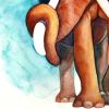 Bull Elephant Walk | Mixed Media in Paintings by Catherine Twomey | DOG & PONY SHOW in Asheville. Item composed of birch wood and canvas in contemporary or modern style