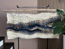 Woven Tapestry “Flow Between Stones” | Wall Hangings by KnitushkiStore. Item made of wood & cotton compatible with boho and country & farmhouse style