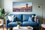 Harbor Town at Dusk - Vibrant Giclée Print | Prints in Paintings by Michelle Keib Art. Item composed of paper