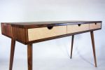 Mid-century Modern Black Walnut Office Desk with Maple Wood | Tables by Curly Woods. Item composed of oak wood and concrete in mid century modern style