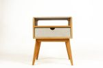 AbySlim Fat | Nightstand in Storage by Curly Woods. Item composed of oak wood and concrete in mid century modern style