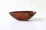 Pearwood Bowl with Deep‑Blue Resin Veins | Decorative Bowl in Decorative Objects by Holzkunst Samuel Meisinger. Item composed of wood in art deco or modern style