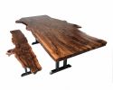 Live Edge Dining Table & Bench, Black Cherry Wood | Tables by Lumberlust Designs. Item composed of wood & steel