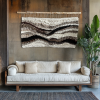 Wool Wall Tapestry in Earthy Neutrals “Organic Flow” | Wall Hangings by Tissage Sauvage. Item made of wood with cotton works with boho & contemporary style