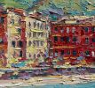 "Cinque Terre. Italian Riviera" original palette knife oil | Oil And Acrylic Painting in Paintings by OXYPOINT. Item made of wood with canvas works with contemporary & mediterranean style