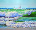 Sea adventure 6. | Oil And Acrylic Painting in Paintings by IRYNA KASTSOVA. Item made of canvas works with coastal & mediterranean style