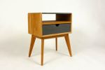 Abyslim | Nightstand in Storage by Curly Woods. Item made of oak wood with concrete works with mid century modern style