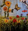 Flowers & Butterflies | Embroidery in Wall Hangings by PEGGY OBERLIN/Bohograndmapeg/Story Tale Weaving. Item made of birch wood & cotton compatible with boho and contemporary style