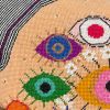hand-embroidered needlepoint idolEYES original pillow, OOAK | Pillows by Mommani Threads. Item composed of wool in contemporary or eclectic & maximalism style