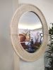 Raffia Mirror, Single Round Raffia Mirror, Boho Mirror, Wall | Decorative Objects by Magdyss Boutique | Soseaua Nordului 96E, Bucharest in București. Item composed of wood and cotton in boho or minimalism style