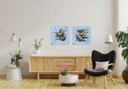 Pair of Birds | Oil And Acrylic Painting in Paintings by Shirly Maimom Art. Item made of canvas with synthetic works with contemporary & art deco style
