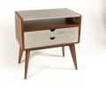 AbyGray | Nightstand in Storage by Curly Woods. Item composed of oak wood and concrete in mid century modern style