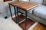 Clear Walnut Modern C Side Table | Tables by Hazel Oak Farms. Item made of walnut with steel works with minimalism & mid century modern style