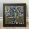 "Dreams of Cobalt" - 16x16x2" - Tree of Love series | Mixed Media by Cami Levin. Item made of synthetic works with contemporary & eclectic & maximalism style