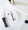 Wood Framed Black Ink Color Tube Drawing | Oil And Acrylic Painting in Paintings by NAMYOONSOOART. Item composed of wood and paper
