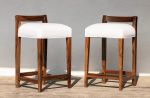 Set of 8 Exotic Argentine Rosewood Counter Stools | Dining Chair in Chairs by Costantini Design. Item made of wood with fabric works with minimalism & contemporary style