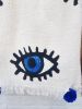 Blue Evil Eye Throw Blanket | Linens & Bedding by Lumina Design. Item made of cotton works with boho & country & farmhouse style