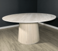 The Morgan Round Dining Table | Tables by Lumber2Love. Item made of oak wood compatible with mid century modern and contemporary style