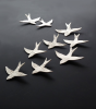 Porcelain wall hanging swallows sculpture artwork set of 9 | Wall Sculpture in Wall Hangings by Elizabeth Prince Ceramics. Item made of ceramic compatible with minimalism and contemporary style