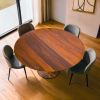 ORA Dining Table – Solid Wood Top with Central Steel Base | Tables by GREYGE. Item composed of walnut and steel in contemporary or modern style