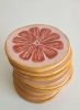 Pink Grapefruit Coaster Couple | Tableware by Federica Massimi Ceramics. Item made of ceramic works with eclectic & maximalism & mediterranean style