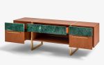 Famed Rainforest Marble TV Cabinet with Drawers | Media Console in Storage by LAGU. Item made of wood